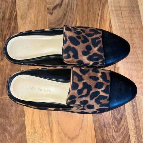 Marc Fisher Leopard Rounded Toe Studded Loafers Mules Work Attire Women's 7M - Picture 6 of 8